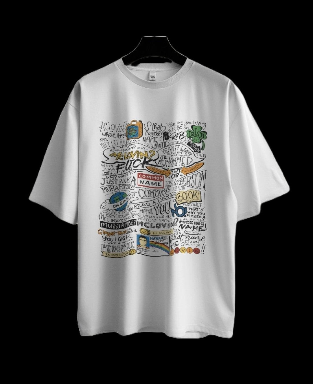 #A001 - Quirky Quote Collage Oversize Tee | Unisex Design