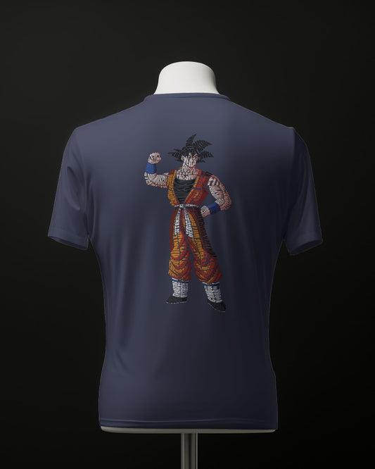 #B005 - Triumphant Goku Typography Tee | Winning Edition | Back | Front Plain