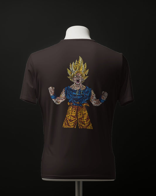 #B003 -Awaken the Warrior Within | Goku's Typography designed Power Mode Pose Tee | Back |  Front Plain