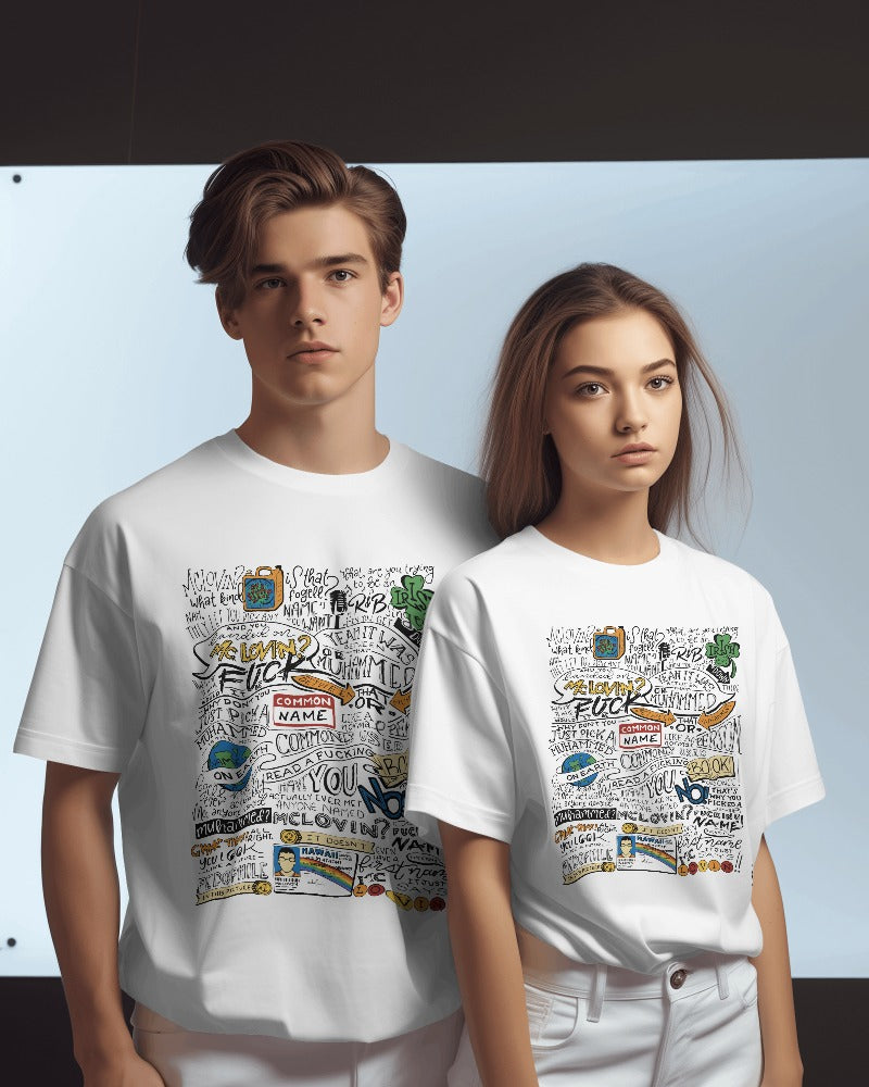 #A001 - Quirky Quote Collage Oversize Tee | Unisex Design