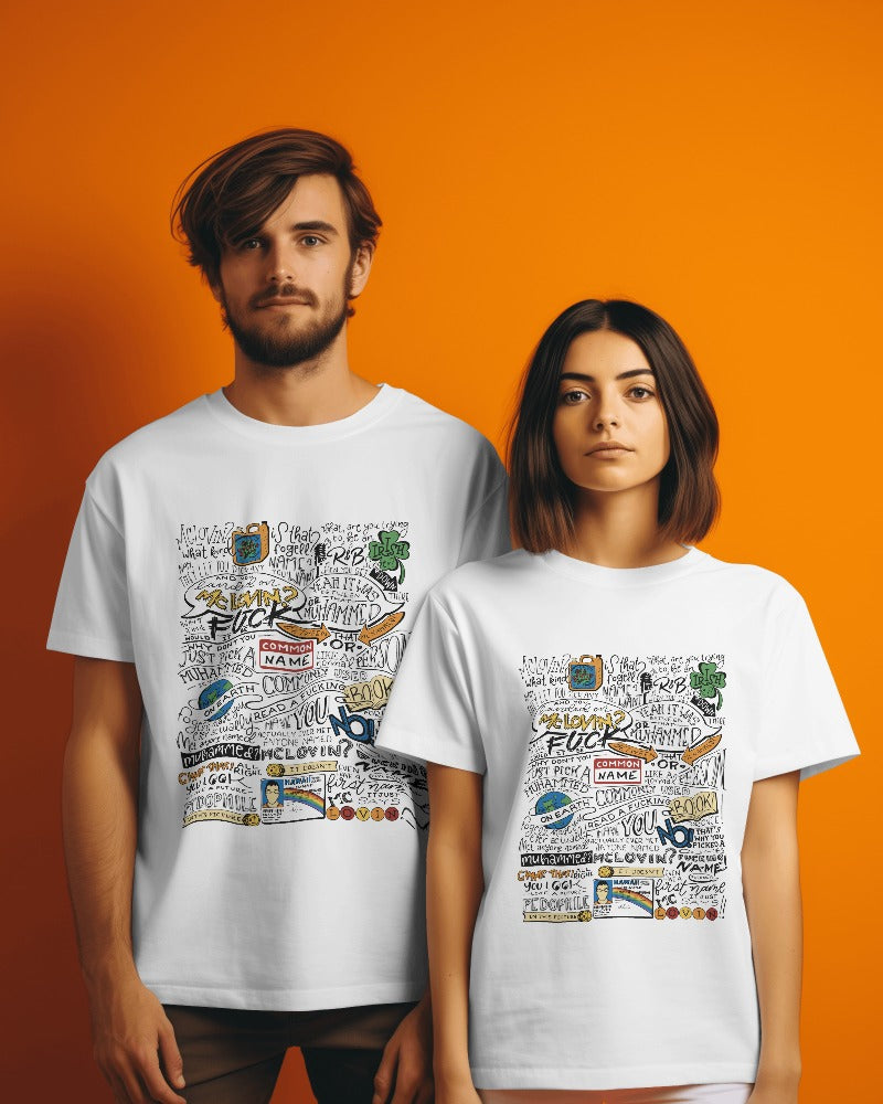 #A001 - Quirky Quote Collage Oversize Tee | Unisex Design