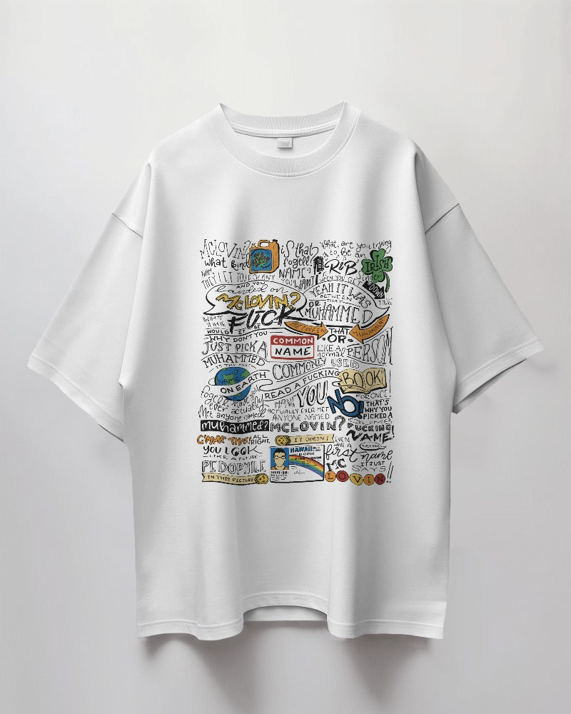 #A001 - Quirky Quote Collage Oversize Tee | Unisex Design