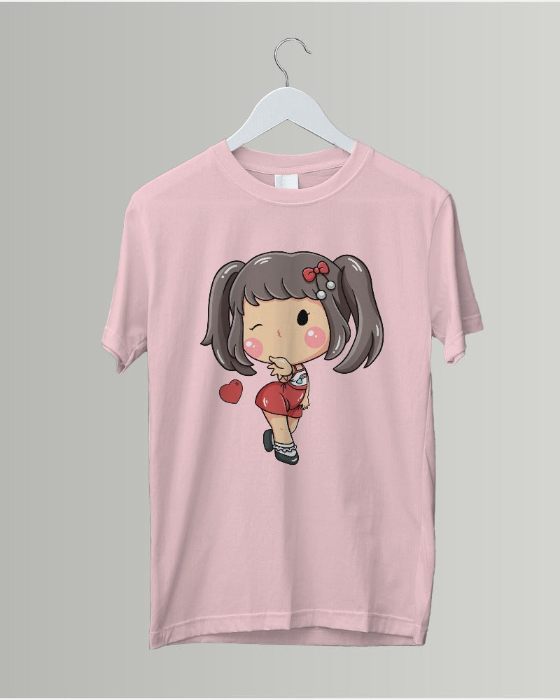 #G006 -  Girls Cutie Elena Wink Tee | Front | Multi Color