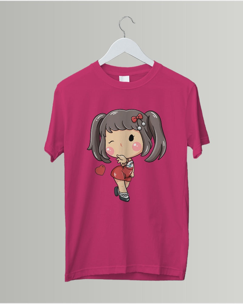 #G006 -  Girls Cutie Elena Wink Tee | Front | Multi Color