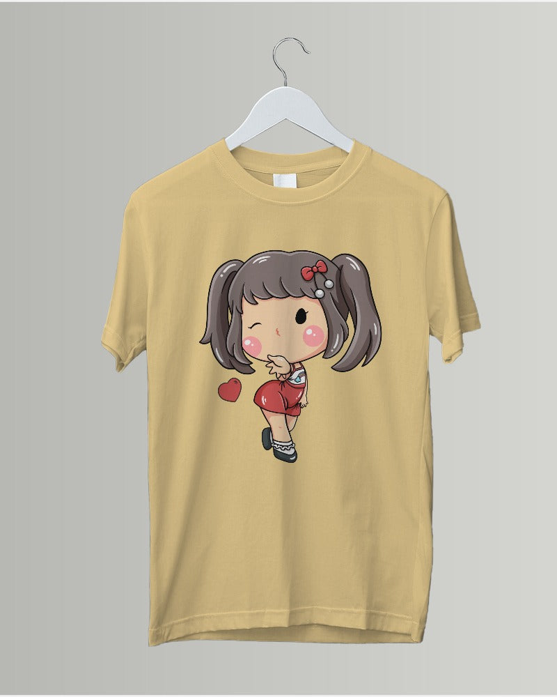 #G006 -  Girls Cutie Elena Wink Tee | Front | Multi Color