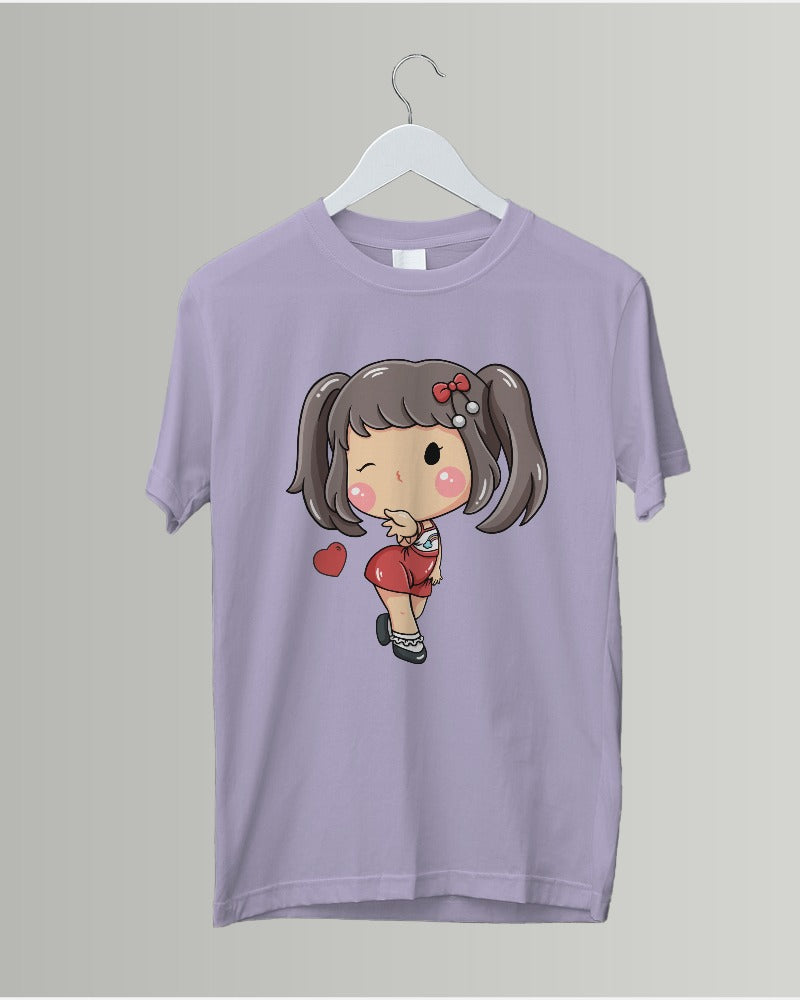 #G006 -  Girls Cutie Elena Wink Tee | Front | Multi Color