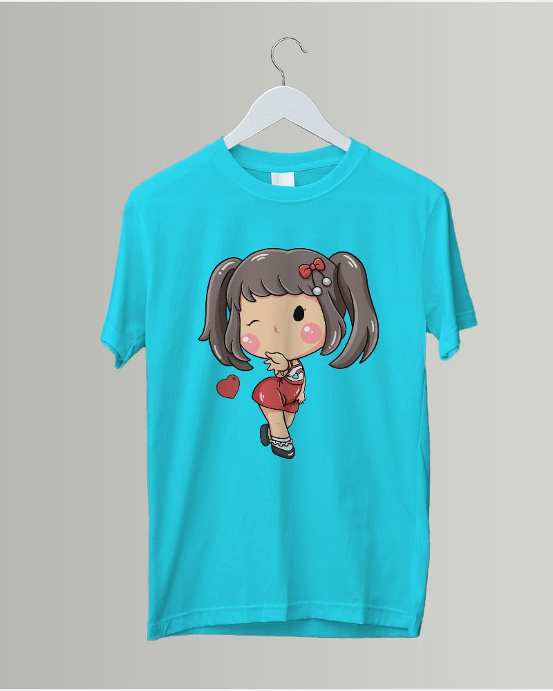 #G006 -  Girls Cutie Elena Wink Tee | Front | Multi Color