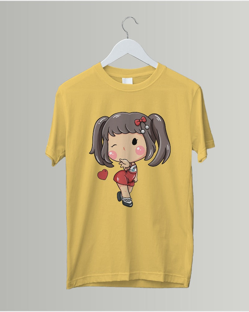 #G006 -  Girls Cutie Elena Wink Tee | Front | Multi Color