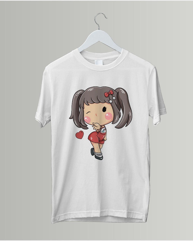 #G006 -  Girls Cutie Elena Wink Tee | Front | Multi Color