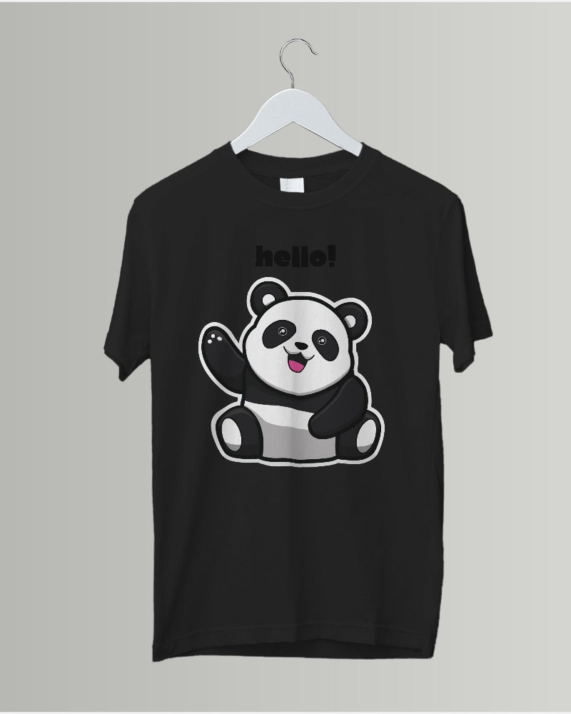 #G011 - Cute Panda Hello Tee: Women's Casual Chic Must-Have!