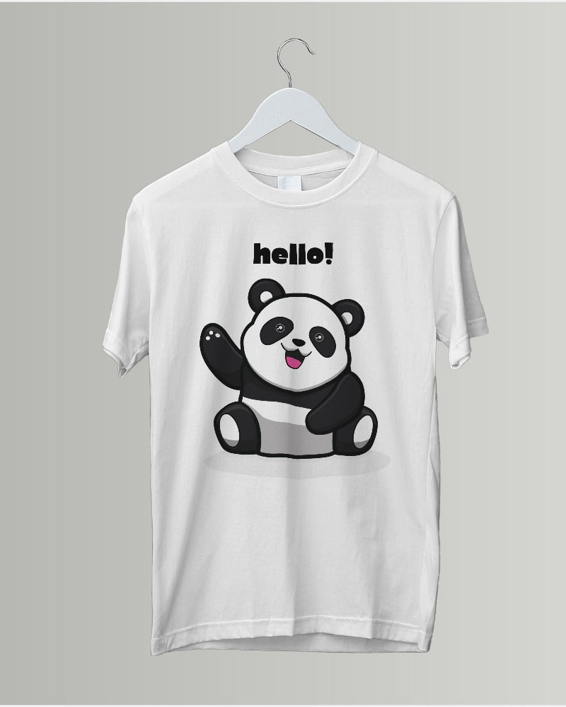 #G011 - Cute Panda Hello Tee: Women's Casual Chic Must-Have!