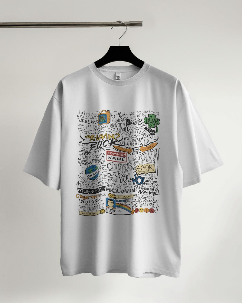 #A001 - Quirky Quote Collage Oversize Tee | Unisex Design