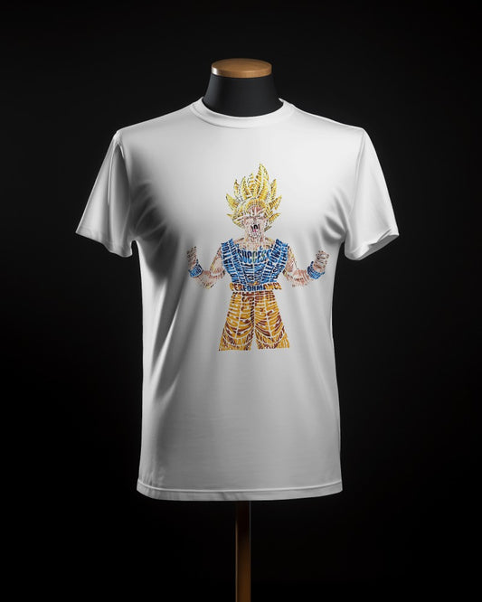 #B002 - Awaken the Warrior Within | Goku's Typography designed Power Mode Pose Tee | Front